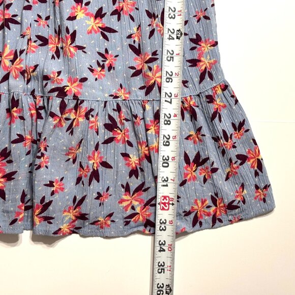 Angie Smocked Tiered Floral Dress Periwinkle Blue Ruffle Boho Tropical Festival - Picture 12 of 12